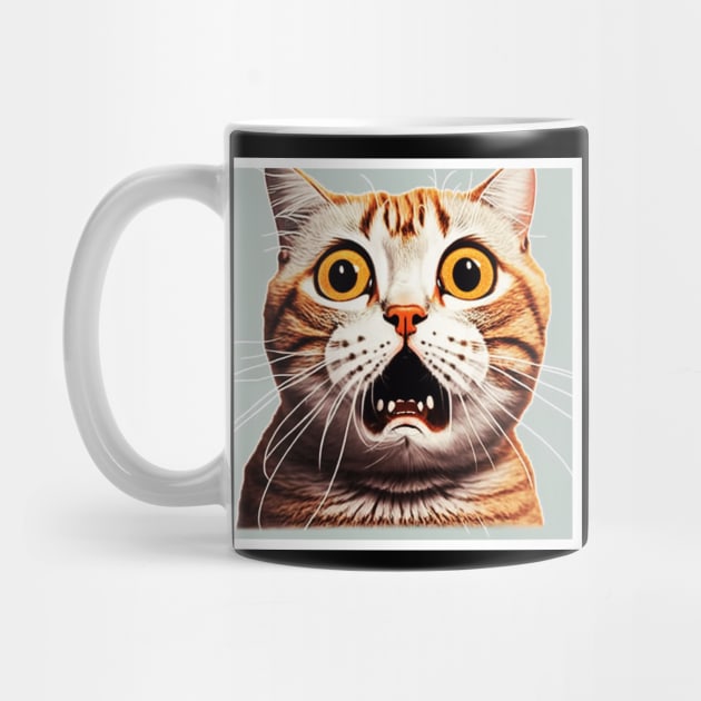 Funny Scared Cat Face, Cat Lover, Scaredy cat by dukito